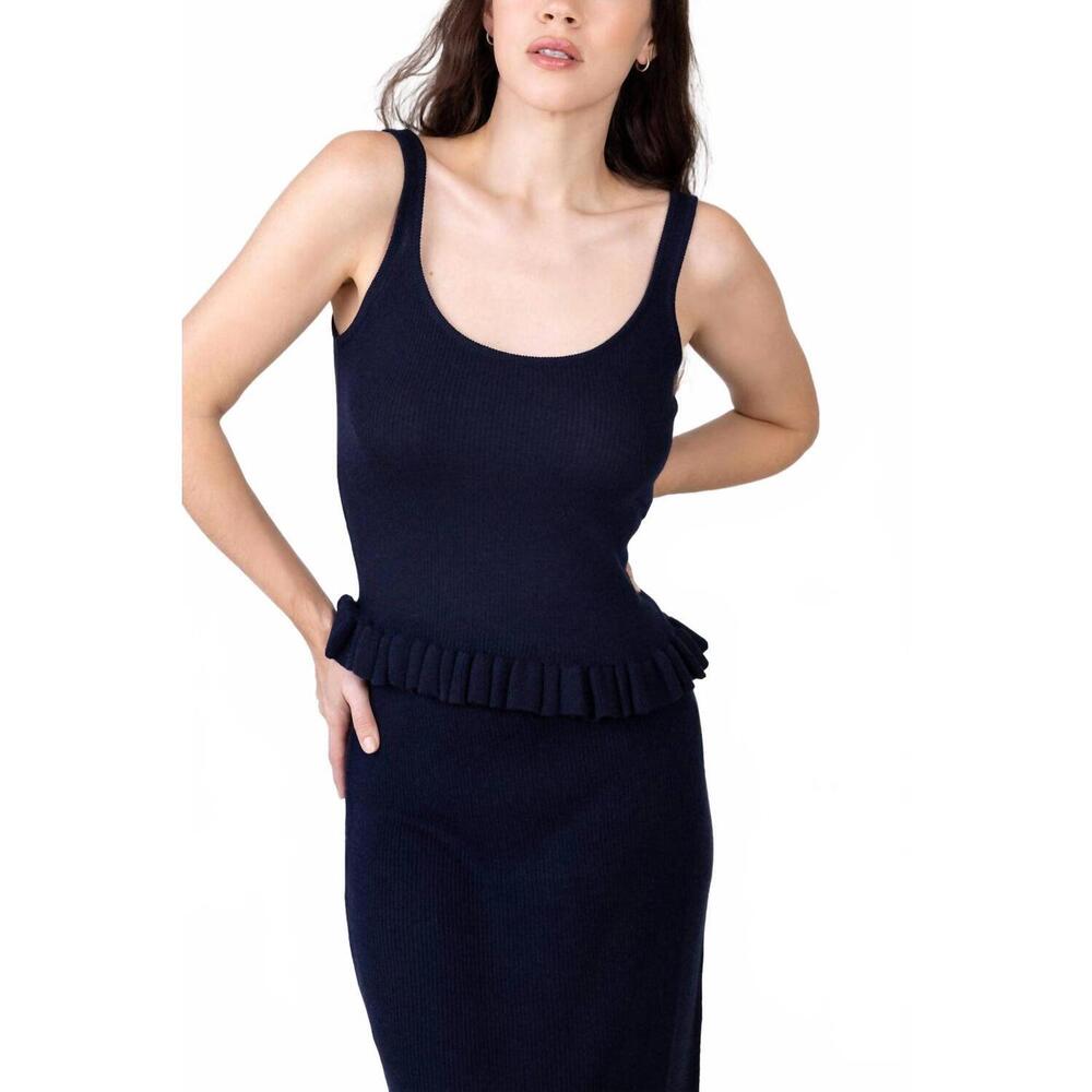 NEW BRANDON MAXWELL phoebe knit tank top in navy